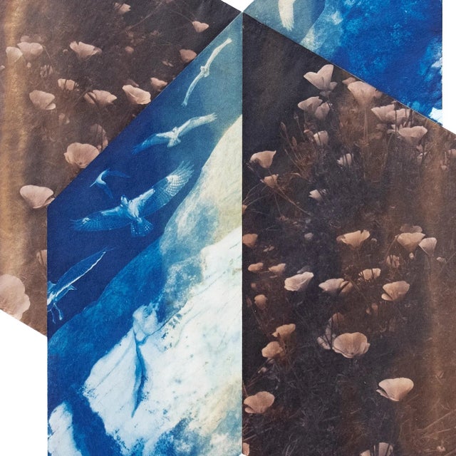 Abstract Abstract Bleached and Toned Traditional Watercolor and Cyanotype on Hahnemuhle Sumi-E Paper, "Contextual Slant 2" For Sale - Image 3 of 3