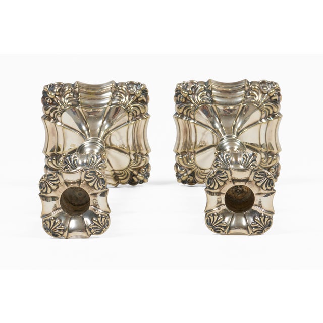 Pair Sheffield Silver Plate George II Style Candlesticks For Sale - Image 10 of 11