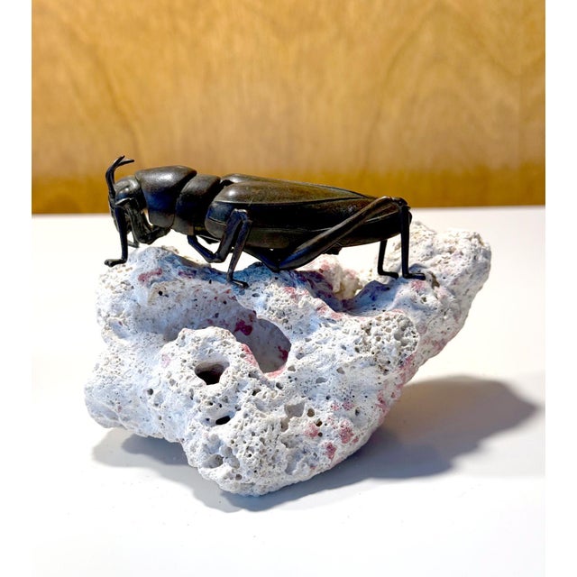 Metal Japanese Articulate Bronze Grasshopper Jizai Okimono Myochin Linage Signed For Sale - Image 7 of 16