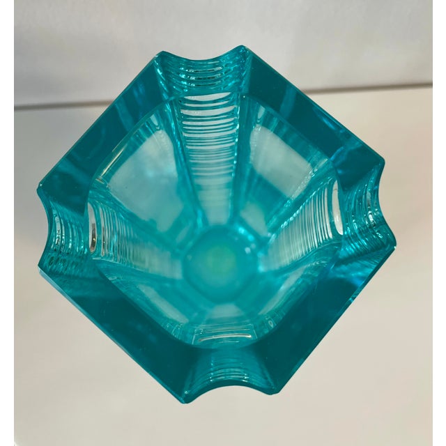 Very rare mouth-blown crystal glass vase by Milos Philip for Skrdlovice in Beryl, without damage. This piece is attributed...