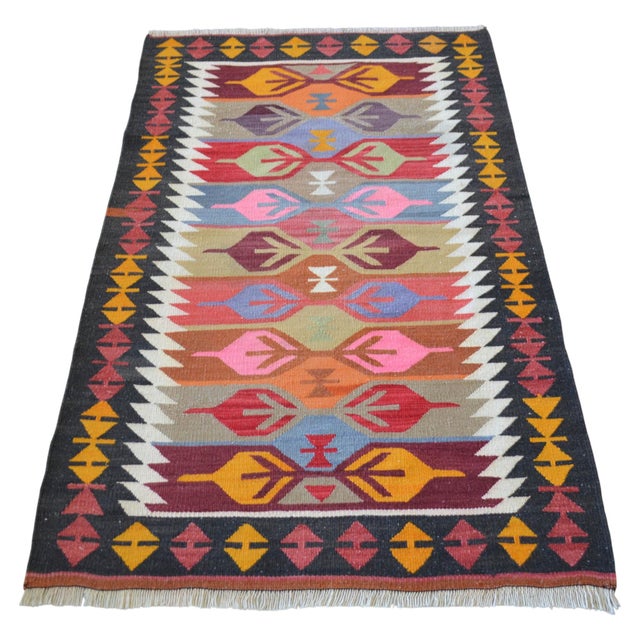 1970s 3x5 Ft Vintage Turkish Kilim Rug, Village Flat Weave, Natural Dyes, Multicolor Area Rug For Sale - Image 5 of 17
