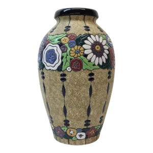 Art Deco Earthenware Flower Motif Vase