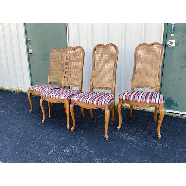 French Country Cane Back Dining Chairs- Set of 4- Attr. To Century Furniture For Sale - Image 10 of 12