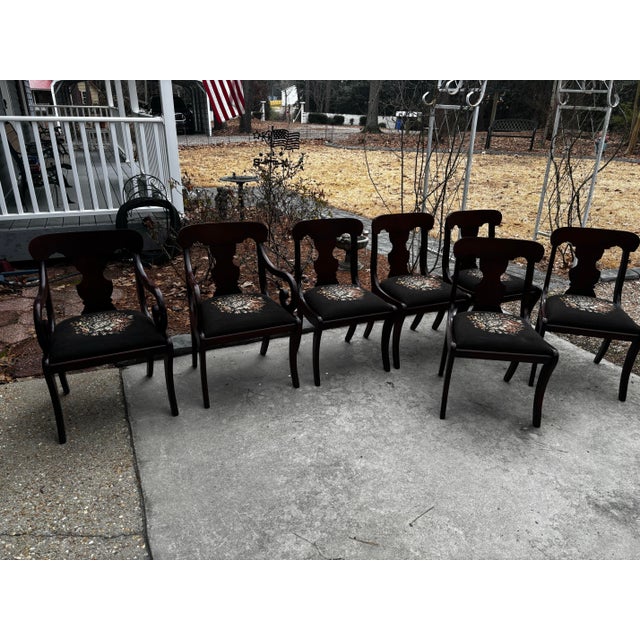 Wood 1960s One Drop Leaf Table and Seven Chairs For Sale - Image 7 of 7