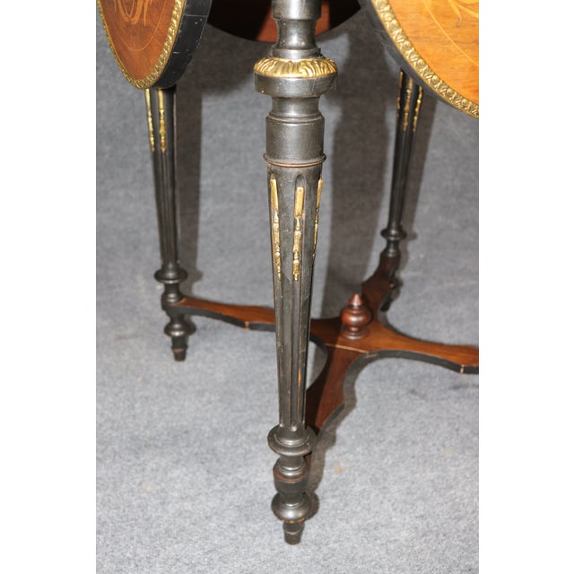 19th C Edwardian Flip Top Napkin Ebonized CardTable For Sale - Image 10 of 12