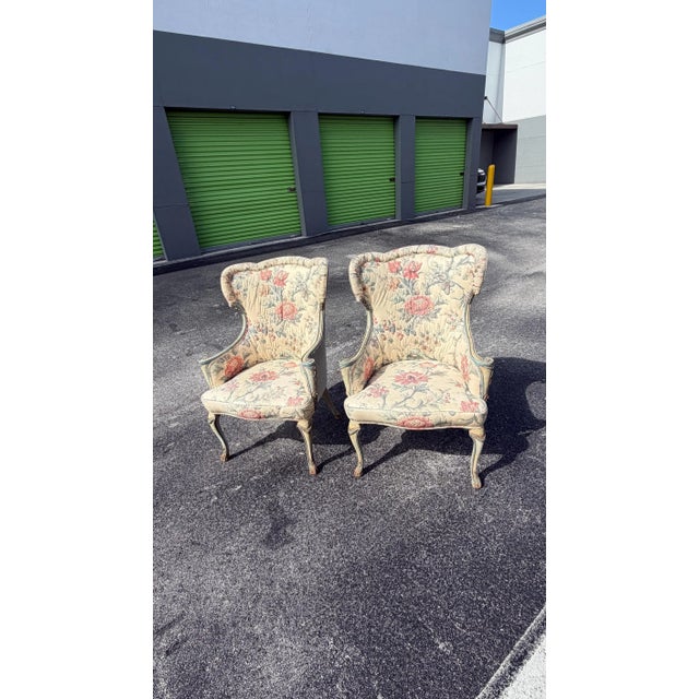 Hollywood Regency Pair of 1940s Unique Scrolled Arms Attributed to Grosfeld House For Sale - Image 3 of 3
