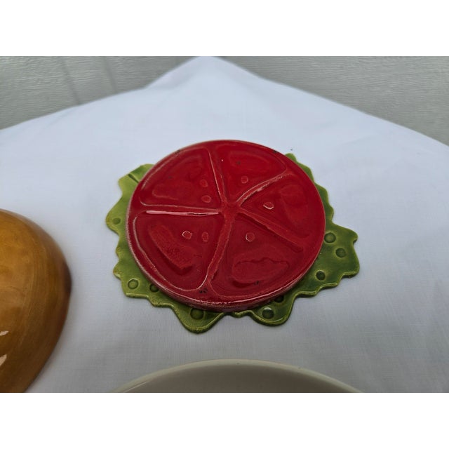 Vintage Ceramic Hamburger Coaster Set With Saucer - 8 pcs For Sale - Image 10 of 14