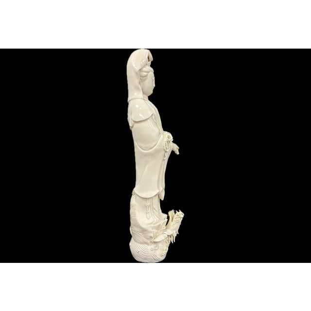 Chinese Blanc-De-Chine Porcelain Figure of Guanyin For Sale - Image 4 of 11