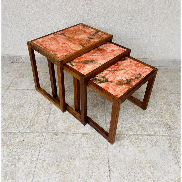 Mid-Century Modern Vintage Scandinavian Teak Nesting Tables, 1960s, Set of 3 For Sale - Image 3 of 17