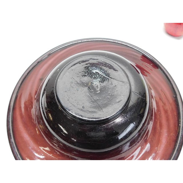 Mid 20th Century Mid-Century Modern Hand-Blown Large Amethyst Glass Centerpiece Bowl For Sale - Image 5 of 8