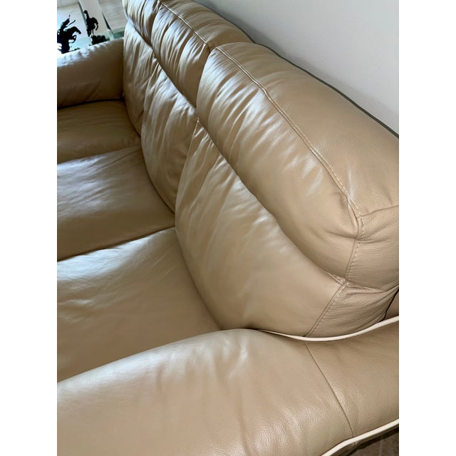 Natuzzi Editions Mocha Colored Leather Sofa For Sale - Image 10 of 11