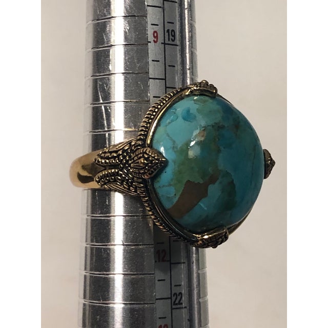 1990s Barse Turquoise Gold Ring (Unisex), Size 10.5 For Sale - Image 9 of 12