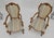 Wood Pair Carved Striped Upholstery Tall Backs Carved Walnut Scallop Design Decorated For Sale - Image 7 of 17