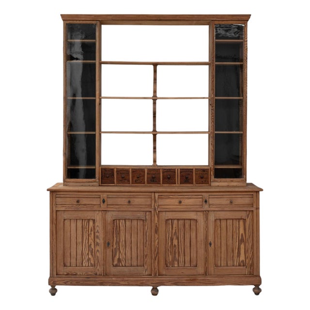 1900s French Wooden Display Cabinet & Shelves For Sale
