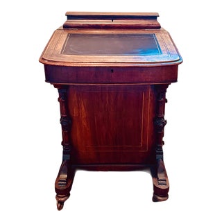 Mid 19th Century Antique Walnut Davenport Captains Desk For Sale