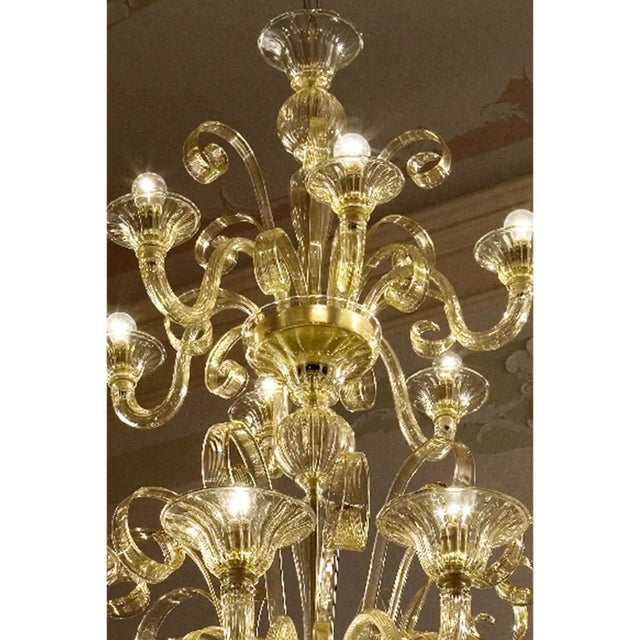 Modern Champagne Venetian “Curls” Murano Glass Chandelier For Sale - Image 6 of 7