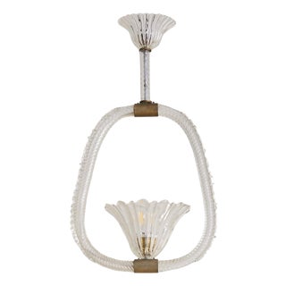 1930s Italian Murano Glass Basket Pendant Attributed to Barovier & Toso For Sale