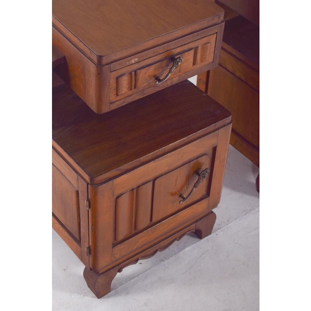 Wood Portuguese Oak Bedside Tables, 1980s, Set of 2 For Sale - Image 7 of 10