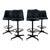 Set of 4 Mid Century Modern Black Vinyl Bar Stools For Sale