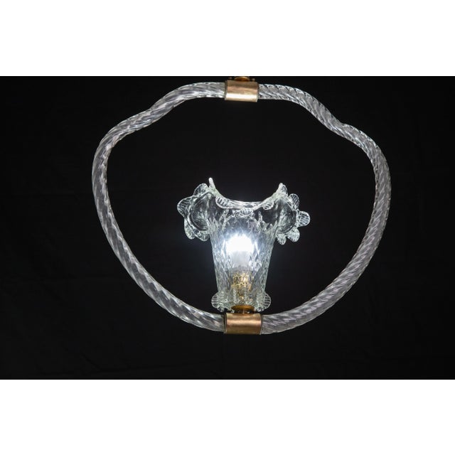 Metal Art Deco Barovier & Toso Pendant Light Murano Glass, 1940 For Sale - Image 7 of 11