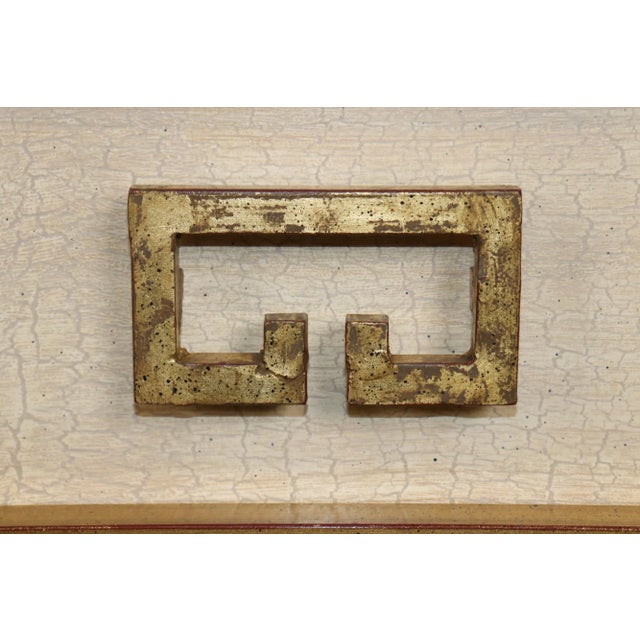 Creme Narrow Depth Finished Gilded Iron Hollywood Regency Style Console Table For Sale - Image 11 of 12