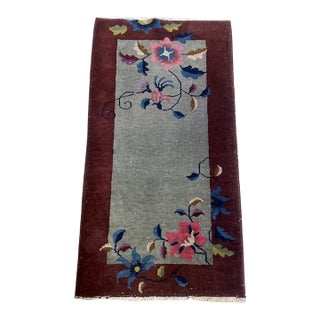Antique Chinese Art Deco Rug 2.1' X 4.1' (64cm X 125cm) 1920s For Sale