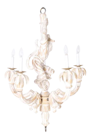 Carved Wood Italian Monkey Chandelier