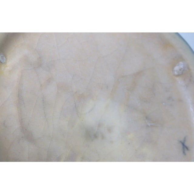 1940s Roseville Pottery Clematis Ceil Blue Short Candlestick Holders 1158 2 a Pair 4688b For Sale - Image 5 of 16