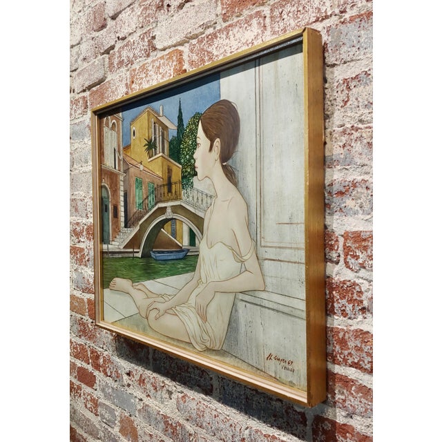 Textile Philippe Noyer - the Venetian Girl -Oil Painting For Sale - Image 7 of 10