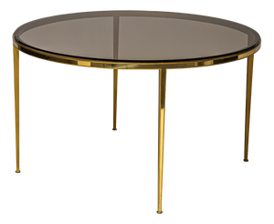 Round Coffee Table in Brass and Smoked Glass