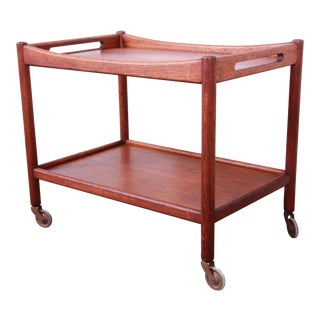 Hans Wegner for Andreas Tuck Danish Modern Teak Serving Trolley Bar Cart, 1950s For Sale