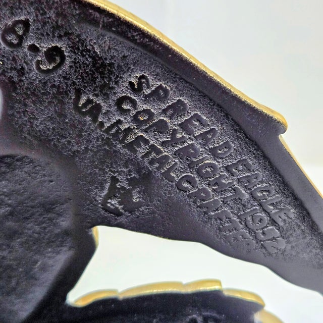 Brass 1952 Virginia Metalcrafters Brass “Spread Eagle” Federal Bookends – Pair For Sale - Image 8 of 10