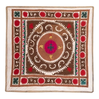 Mid-20th Century Suzani From Samarkand Uzbekistan 3'7" X 3'8" For Sale