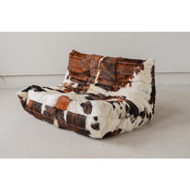 Ligne Roset Togo 2-Seater Sofa in Cow Leather by Michel Ducaroy for Ligne Roset, 1970 For Sale - Image 4 of 8