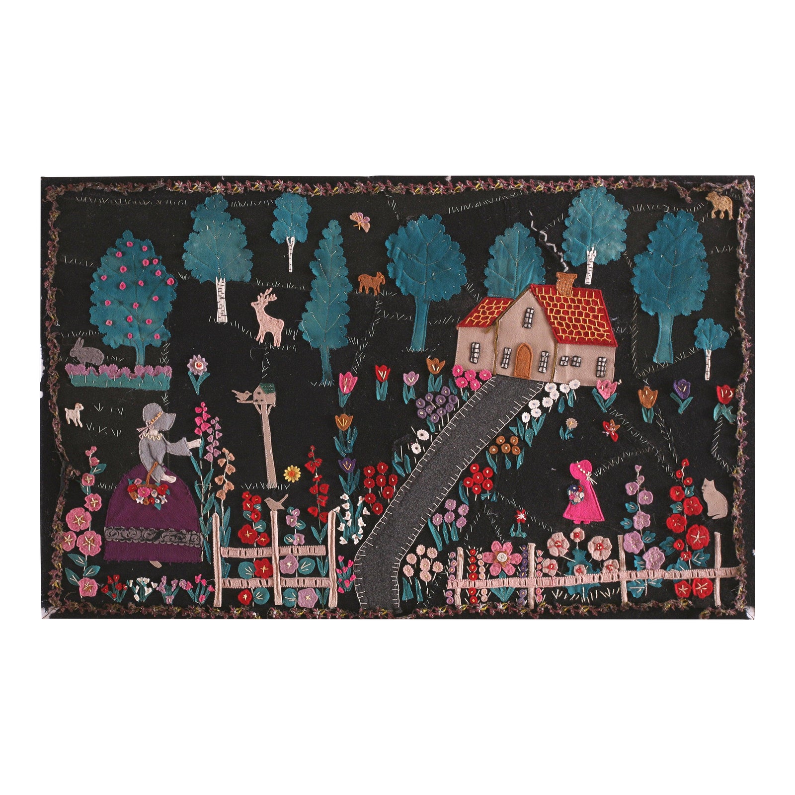 1900s Black Scene Pictorial Antique American Applique Rug 2'x3' 2 ...