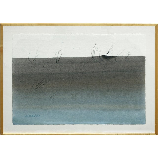 Paper 1970s Minimalist Sand Dunes Watercolor Landscape by Edward Walaitis For Sale - Image 7 of 7