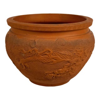 Antique Japanese Redware Dragon Planter Jardiniere For Sale