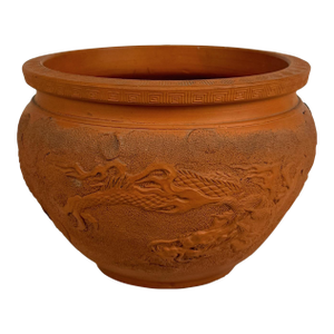 Antique Japanese Redware Dragon Planter Jardiniere