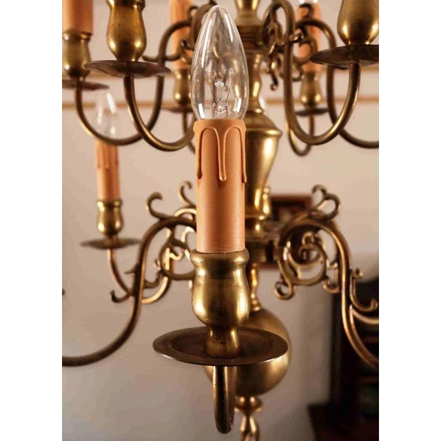 Metal Dutch Bronze 2-Tier Chandelier For Sale - Image 7 of 7
