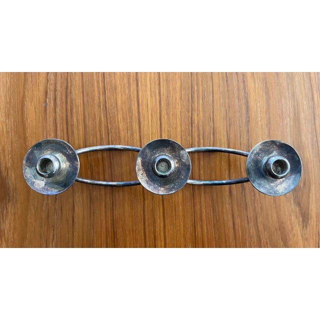1960s Vintage Berg of Denmark Mid Century Silver Plated Candlestick Holder For Sale - Image 5 of 11