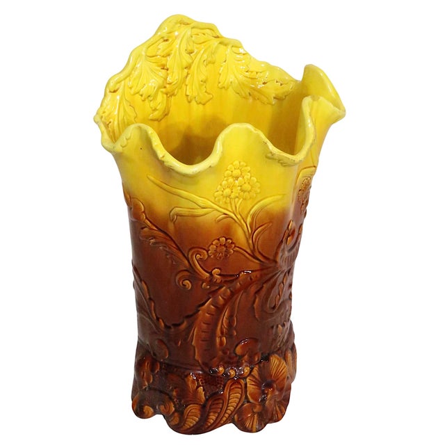 Unusual antique majolica umbrella or cane, stand. Marked Palissy and numbered 219 2, this example was probably made in...