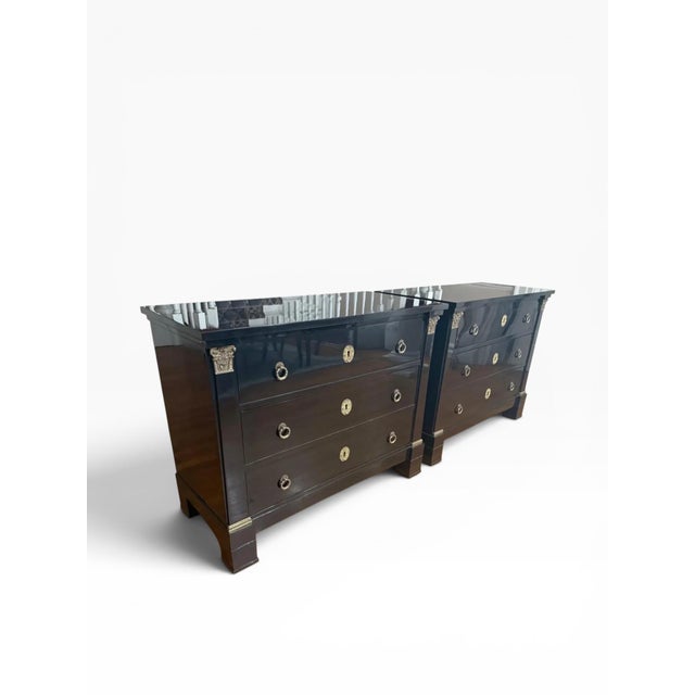 Traditional Late 19th Century Ebonized Regency Chests of Drawers/Nightstands (A Pair) For Sale - Image 3 of 14
