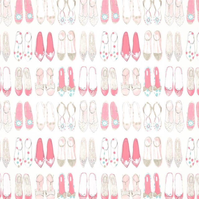 Harlequin World At Your Feet Wallpaper in Pebble/Blossom/Sky - a Sample For Sale
