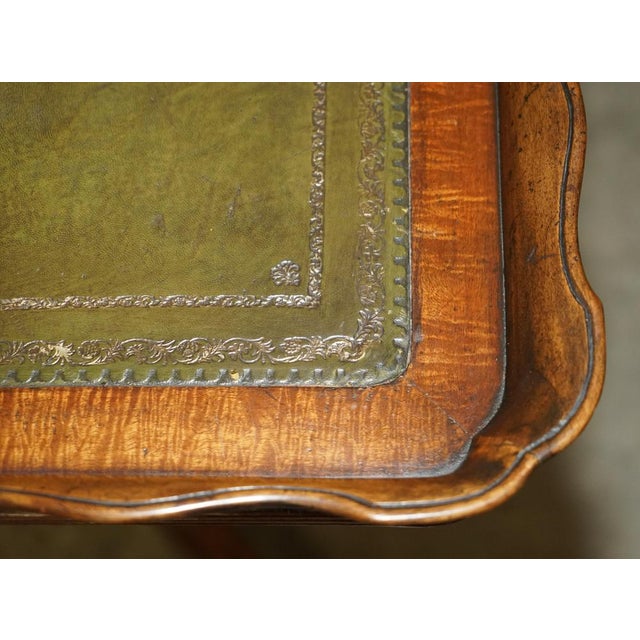 Large Antique Carved Hardwood & Green Leather Tilt Top Centre Table For Sale - Image 16 of 18