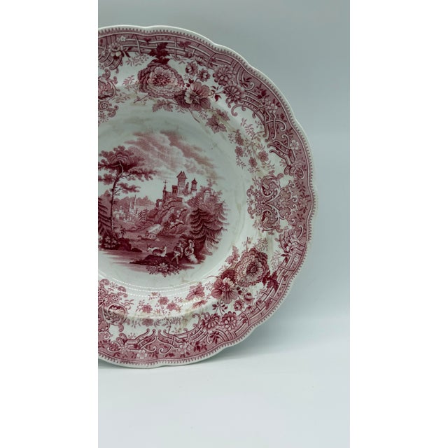 Early 19th Century A Antique Staffordshire "Tyrolean" Pink Transfer Decorated Soup Plate, 1830’s For Sale - Image 5 of 11