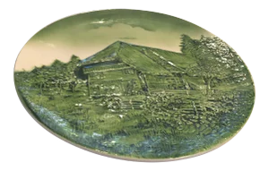 Vintage Green Cabin Embossed Scene by Zell Am Harmersbac, Decorative Plate