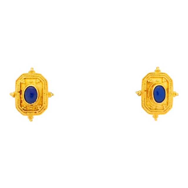Etruscan Revival 22k Gold Granulation Earrings For Sale