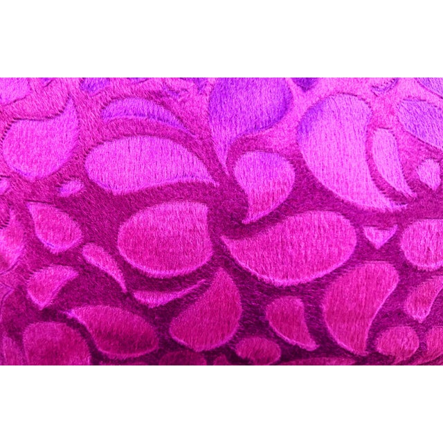 Mid-Century Modern Purple Cut Velvet Lumbar Cushion Cover For Sale - Image 3 of 8