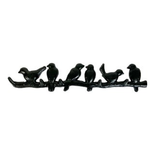 1970s Vintage Italian Art Nouveau Giacometti Style Tree Branch & Birds Wall Hooks - 5 Hooks. For Sale