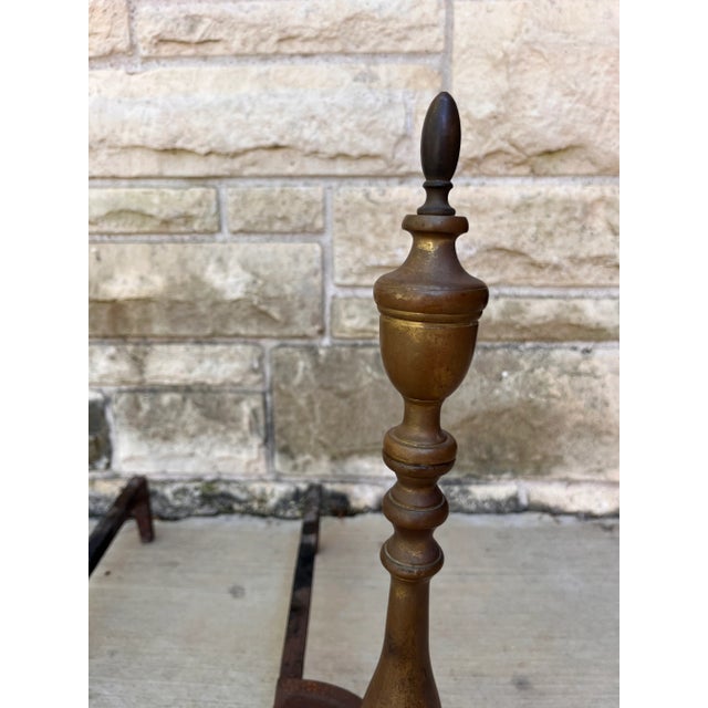 Pair of Antique Brass Andirons For Sale In Austin - Image 6 of 9